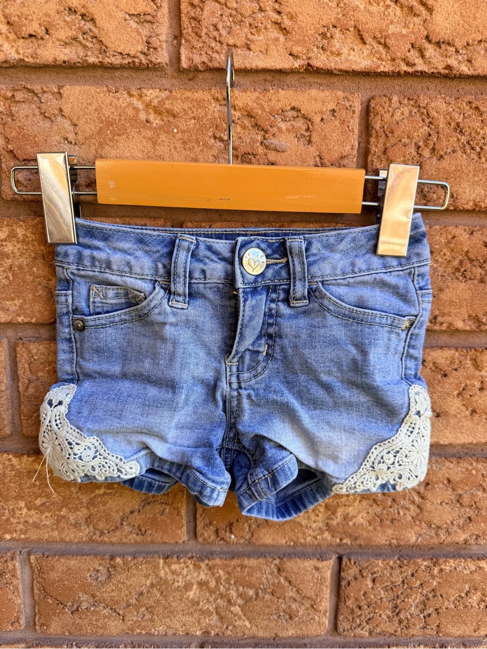 4/$25 • Justice Lace Trim Denim Shorts